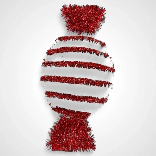 Tinsel Candy Cane Striped Lolly Plaque(Red/White) 