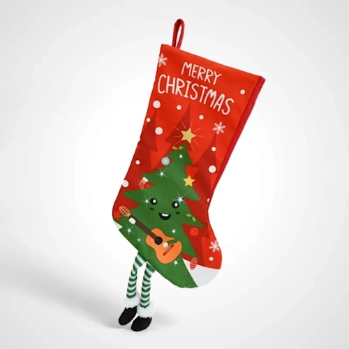 Candy Striped Legs Christmas Tree Stocking 