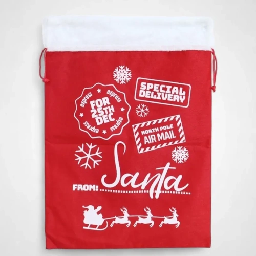 Vintage Red Santa Sack w/Plush Trim(B)
