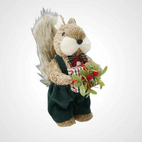 22cm Sisal Tartan Dressed Squirrel Green- Avail Oct 2025