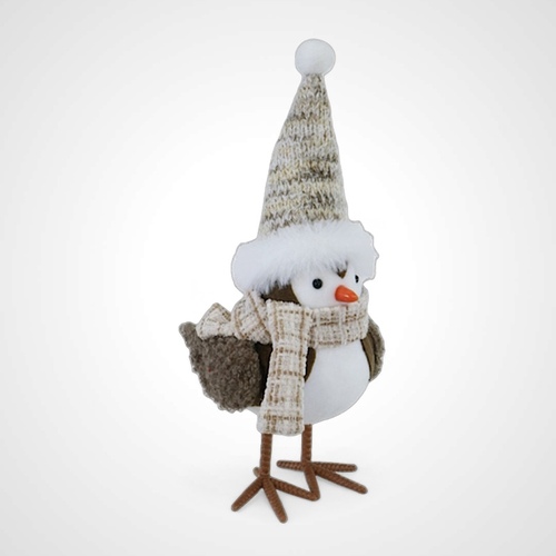 20cm Dressed Festive Birds (Grey Santa Hat)- AVAIL OCT 2024