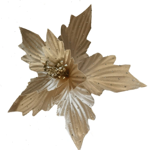 Fabric Poinsettia Champagne Crimple Clip