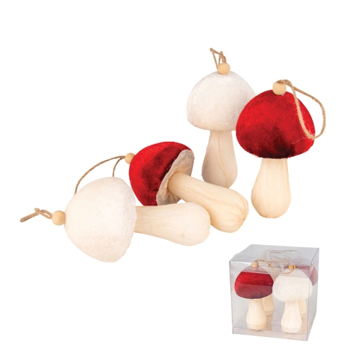 Poly Ribbed Hanging Mushrooms, Box of 4