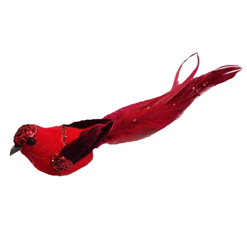 Red Sequin Clip on Bird Christmas Tree Decoration