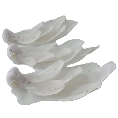 Pearl White Clip on Bird Christmas Tree Decoration