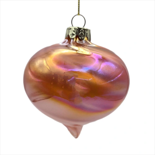 10cm Glass Coral Pearl Onion Bauble 