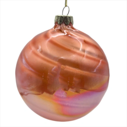 10cm Glass Coral Pearl Round Bauble