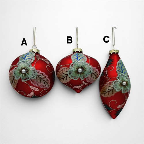Red Glass Petal Floral Bauble B