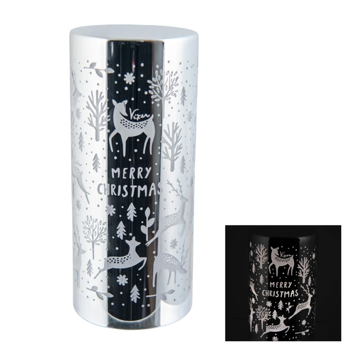 Large Silver LED Electro Christmas Pillar