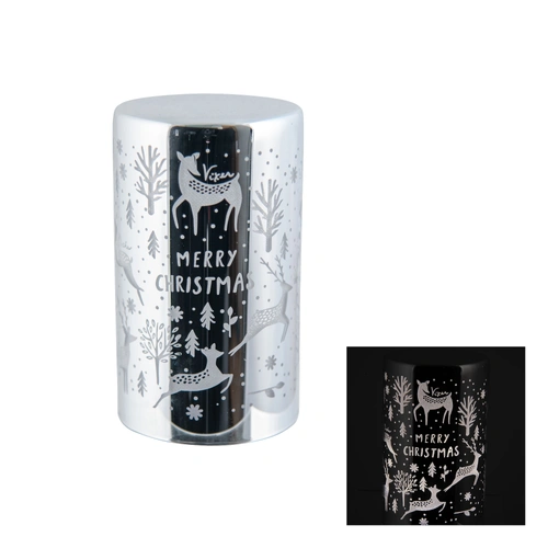 Small Silver LED Electro Christmas Pillar