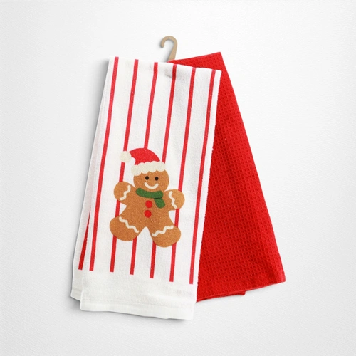Gingerbread Cotton Waffle Tea Towel - Pk of 2