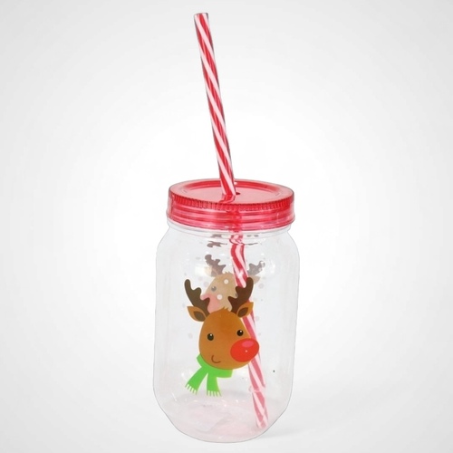 Reindeer Screw Top Cup w/Straw -AVAIL OCT 2024