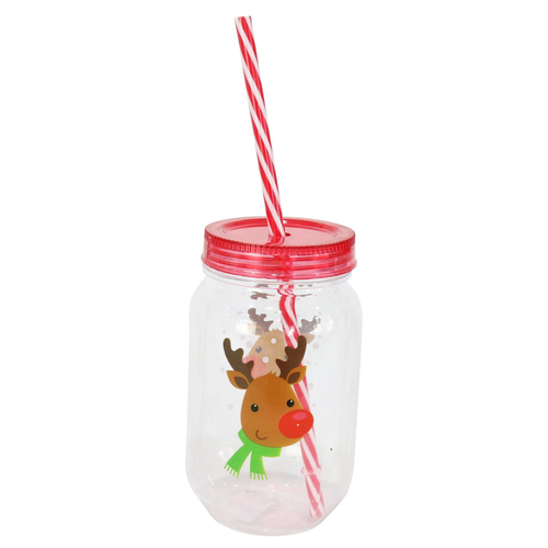 Reindeer Screw Top Cup w/Straw -AVAIL OCT 2024