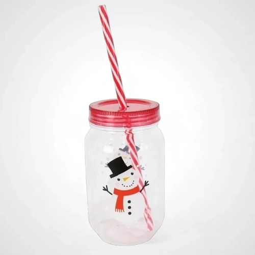 Snowman Screw Top Cup w/Straw