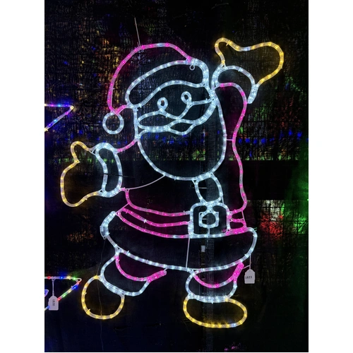 Pink/white Happy Santa Rope Light Motif - PREORDER FOR 2026 - see video