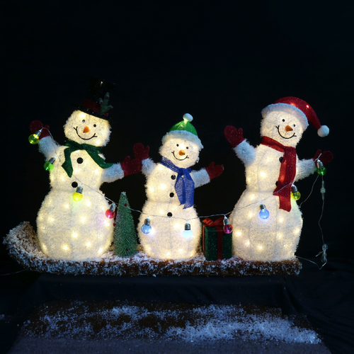 LED Frosty Snowman Family On Sled