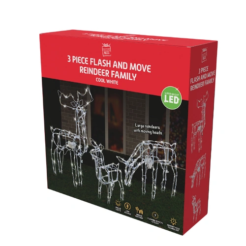 LED Moving 3D Reindeer Family - PREORDER