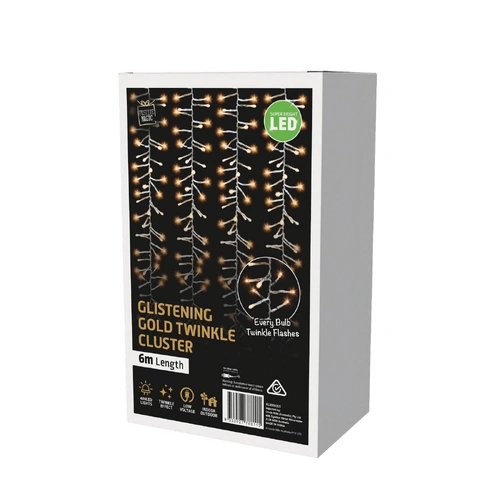 6M Gold Flashing Cluster Lights - PREORDER