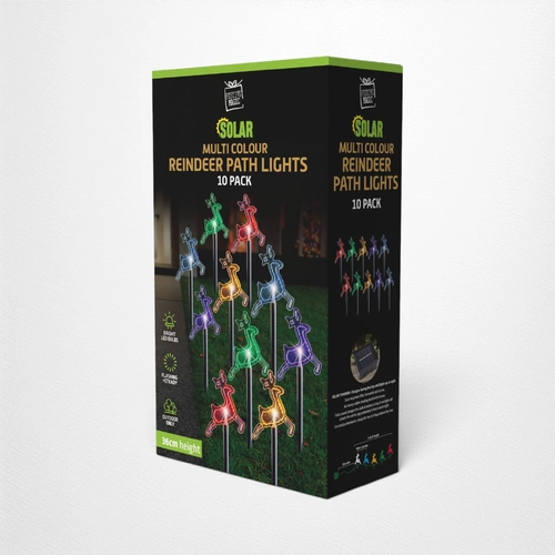 Solar Reindeer Path Lights 10 pc Multi