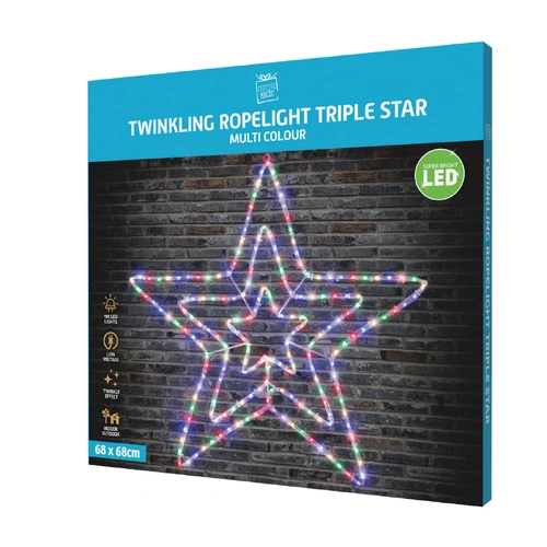 Triple Multi Star Rope Light Motif 