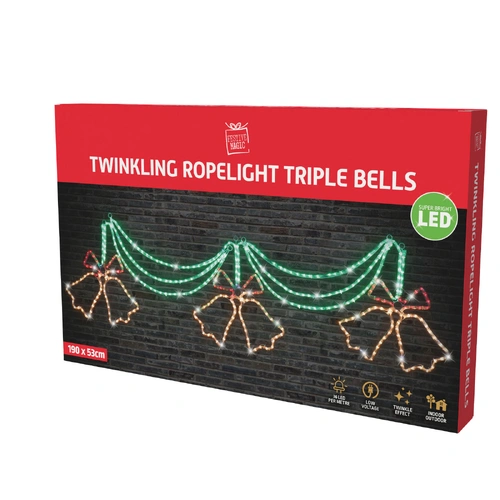 Swag with 3 Bells Rope Light Motif 