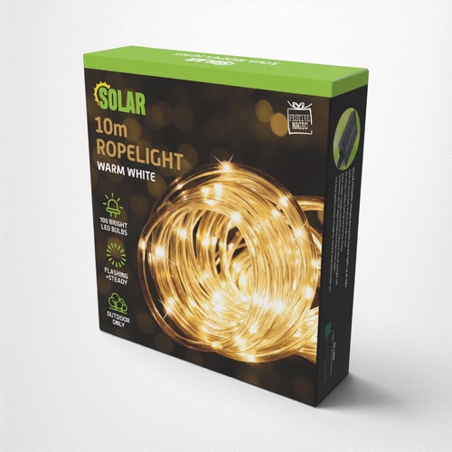 10m Warm White Solar Ropelight
