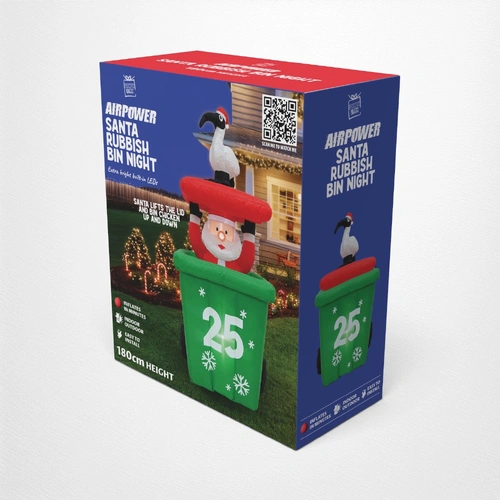 Inflatable Santa Pop Up Wheelie Bin with Bin Chicken