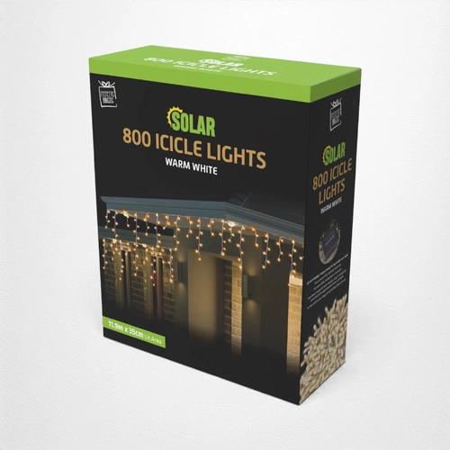 11.9m Warm White Solar icicles