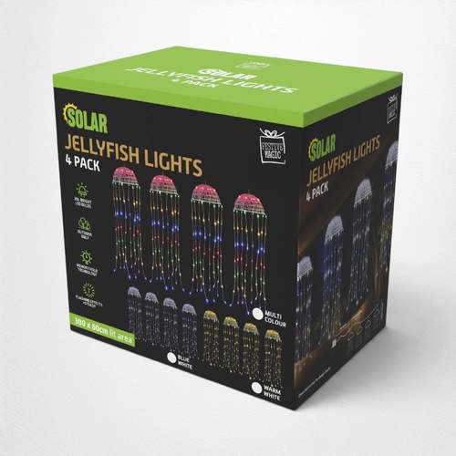 4 Piece Blue/White Solar Jellyfish Lights