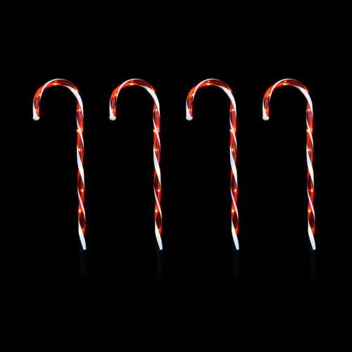 Solar Candy Cane Path Stake 4 Pk