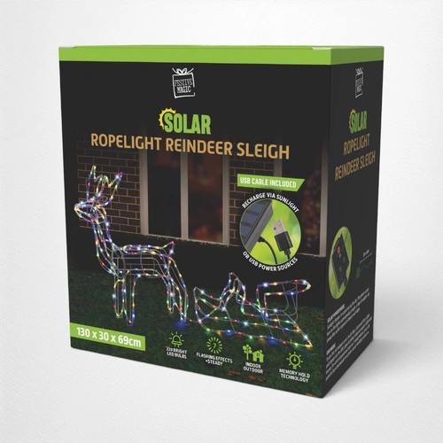 Multi Solar/USB Sleigh With Reindeer