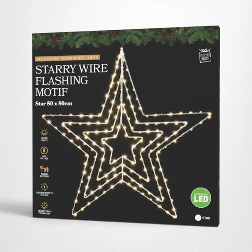 50cm Gold Starry Wire Snowflake Motif
