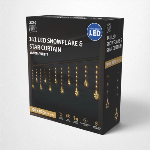 Snowflake Star Curtain Light - Warm White