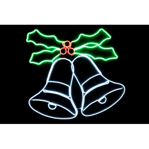 Neon Flashing Bells with Holly Motif