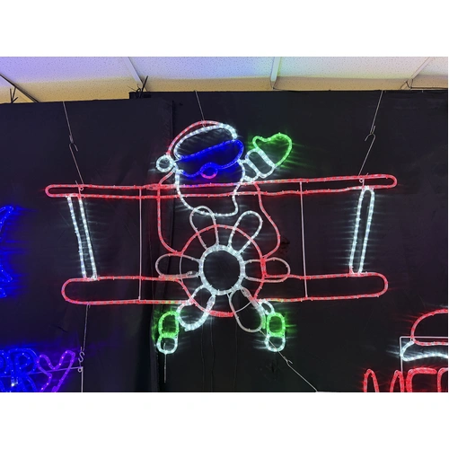 Santa in Plane Spinning Prop Rope Light Motif - PREORDER FOR 2026