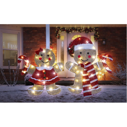 Tinsel Mesh Gingerbread Pair - SEE VIDEO