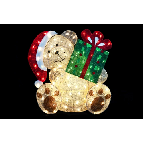 Glitter Mesh Teddy Bear with Present