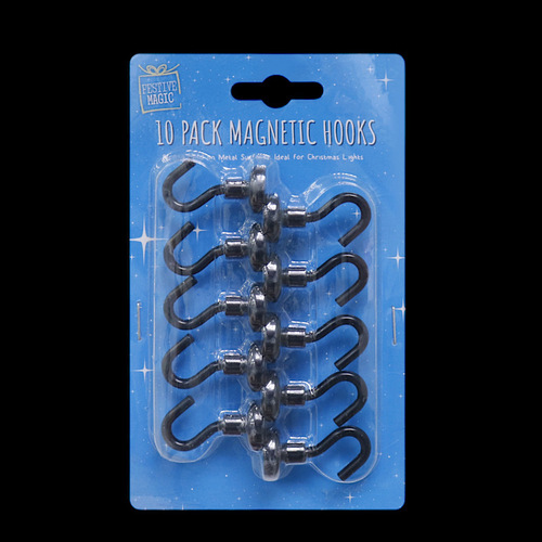 Pack of 10 small Magnetic Hooks - epoxy coated 