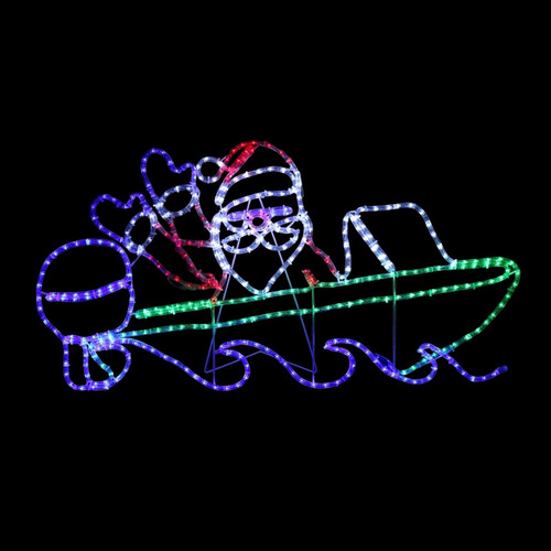 Santa Waving in Speed Boat Rope Light Motif - avail October 24