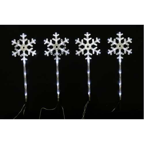 Solar Snowflake Path Lights 5pc cool white