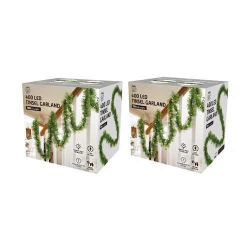 Multi Pre-Lit Tinsel Garland 10m -PREORDER