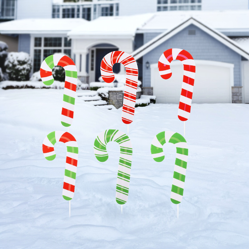 Corflute Candy Cane Yard Sign 6pc 