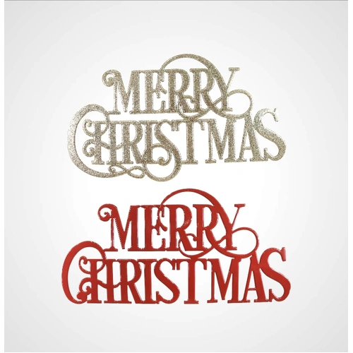Gold Metal Merry Christmas Fancy Font Sign