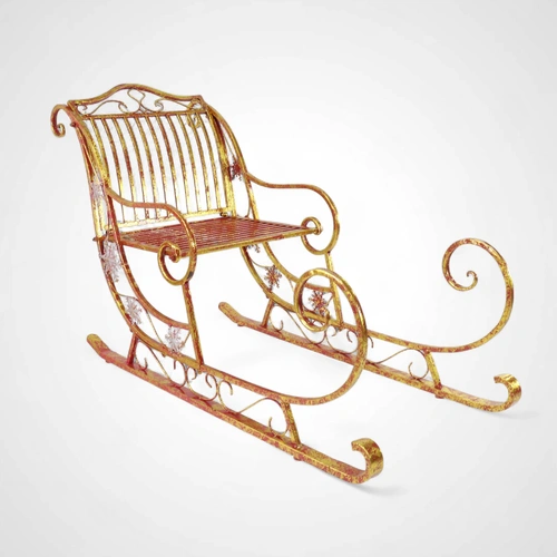 Garden Sleigh Red/Gold Wrought Iron PREORDER