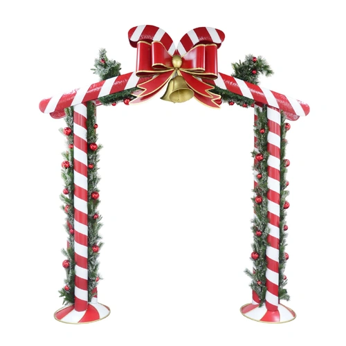 Metal Candy Cane Arch With Baubles And Garlands