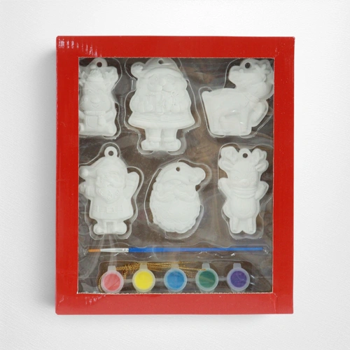 DIY Plaster Ornament w/Paints - 6pk