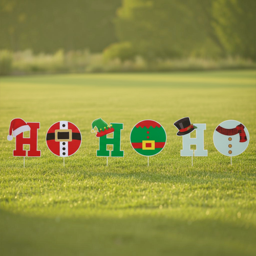 HO HO HO Character Yard Stakes