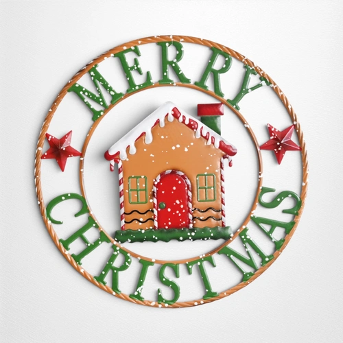 Merry Christmas Metal Plaque- Ginger House