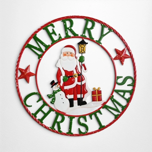 Merry Christmas Metal Plaque- Santa 
