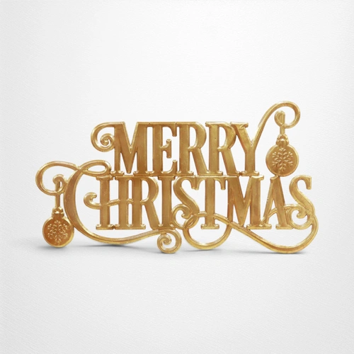 Gold  Metal Merry Christmas Sign 121cm x 65cm 
